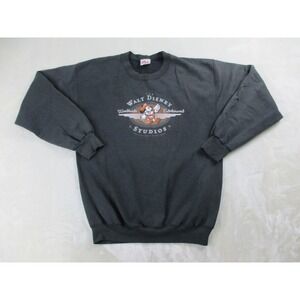 VINTAGE Disney‎ Sweater Mens Medium Gray Mickey Mouse Pullover USA*